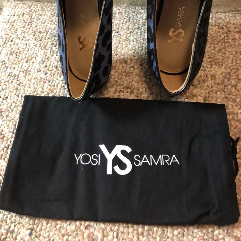 🆕 Yosi Samra Blue Velvet Jaguar Preslie Loafers